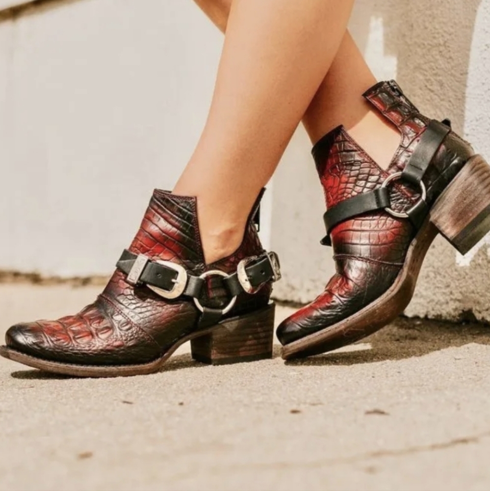 FreeBird TRUCE Red Croc Ankle Bootie size 7